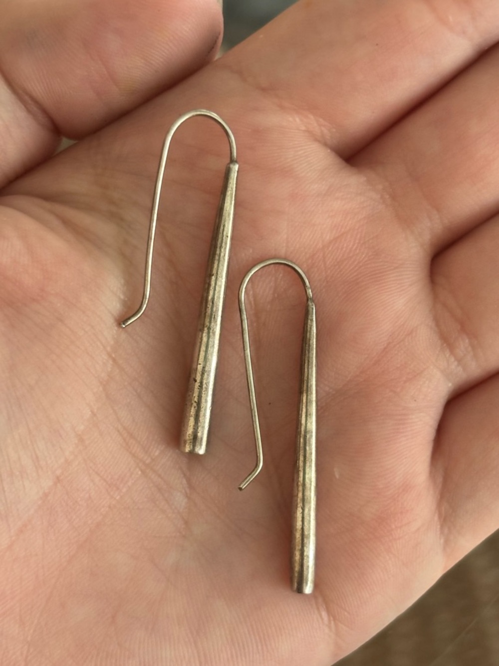 Vintage Sterling Silver Modernist Pillar Earrings